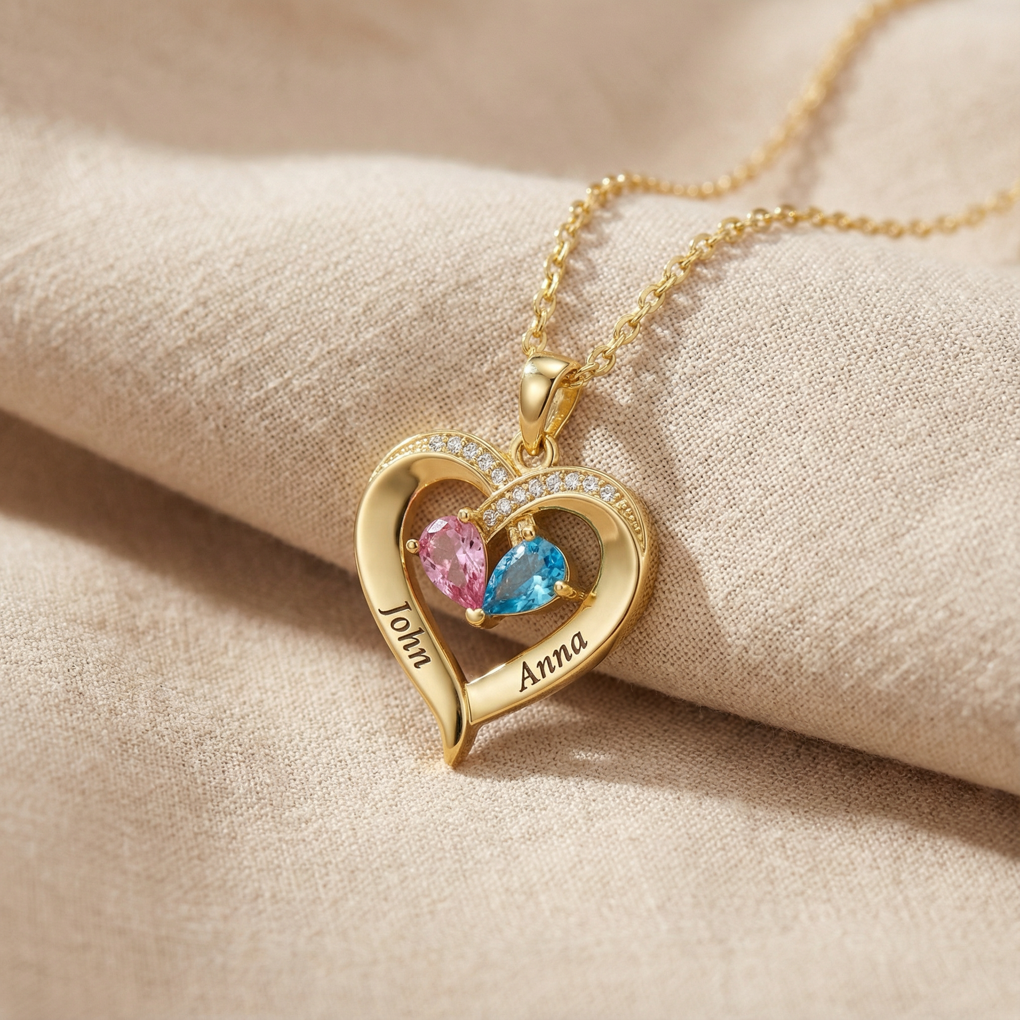 Collar Corazón Especial con Piedras de Nacimientos