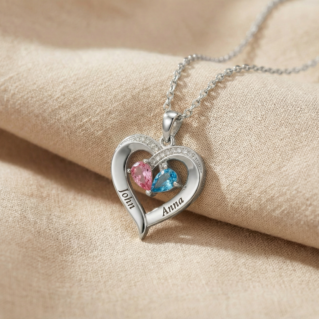 Collar Corazón Especial con Piedras de Nacimientos