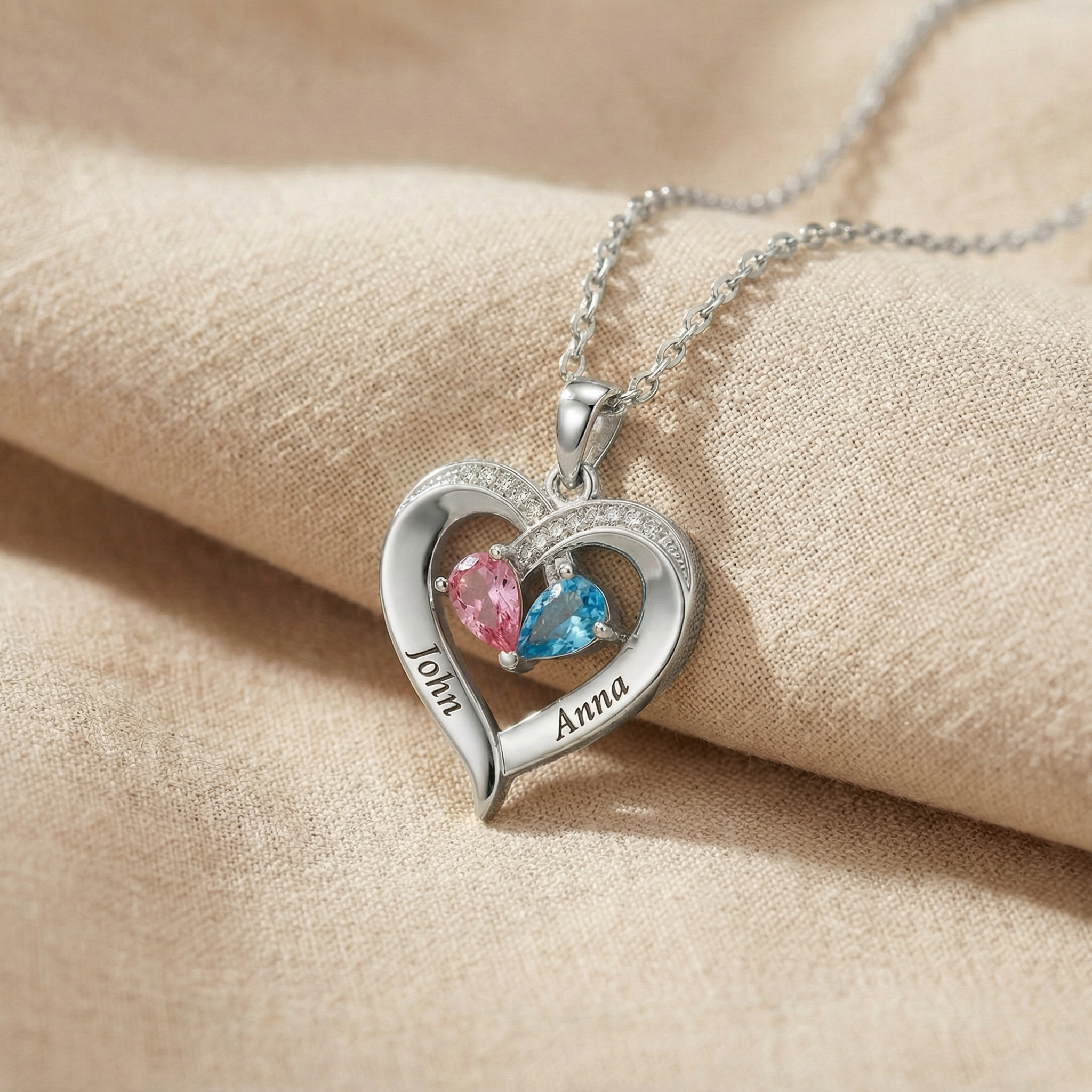 Collar Corazón Especial con Piedras de Nacimientos