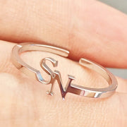 Anillo Doble Inicial Colgante Personalizable