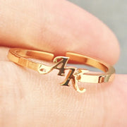 Anillo Doble Inicial Colgante Personalizable