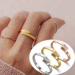Anillo Banda Doble Nombre Personalizable