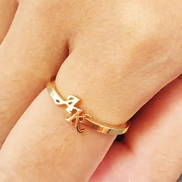 Anillo Doble Inicial Colgante Personalizable