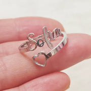 Anillo Corazón Y Nombre Personalizable