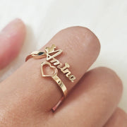 Anillo Corazón Y Nombre Personalizable