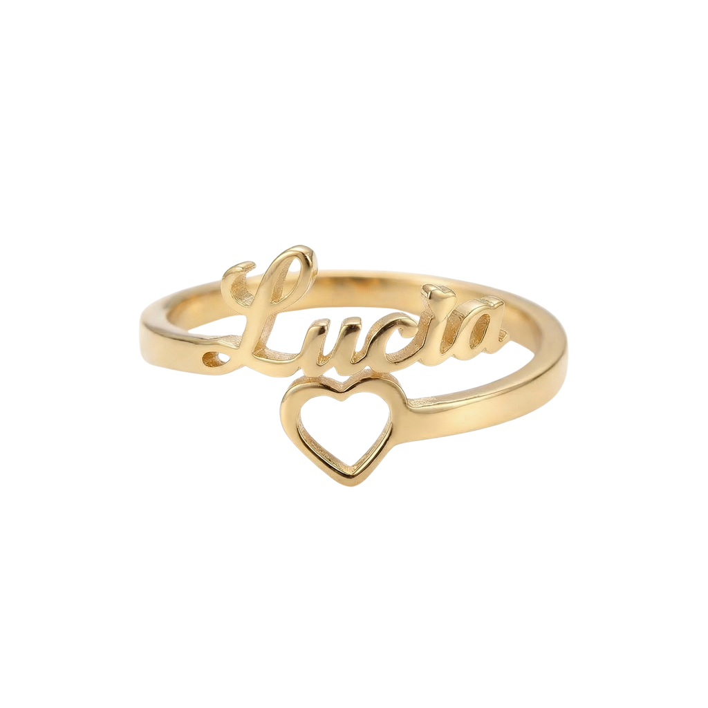 Anillo Corazón Y Nombre Personalizable
