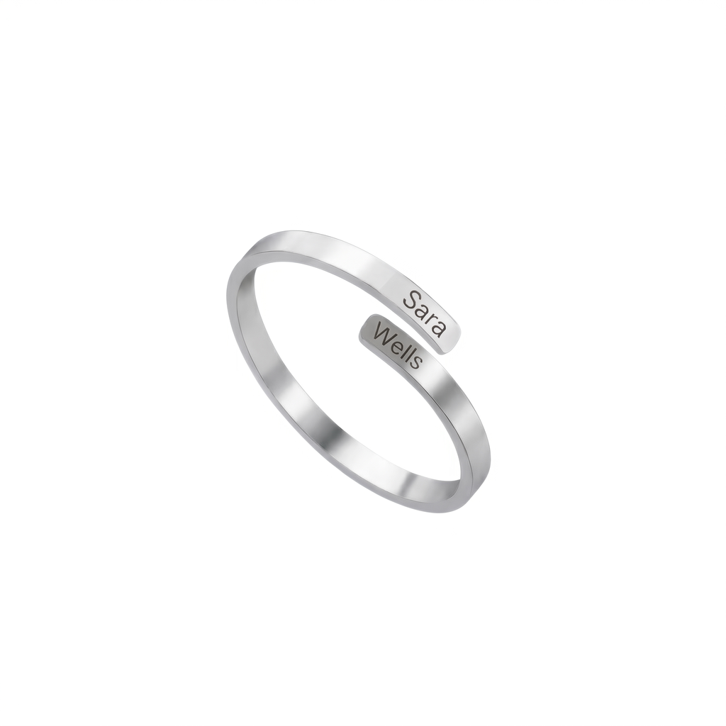 Anillo Banda Doble Nombre Personalizable
