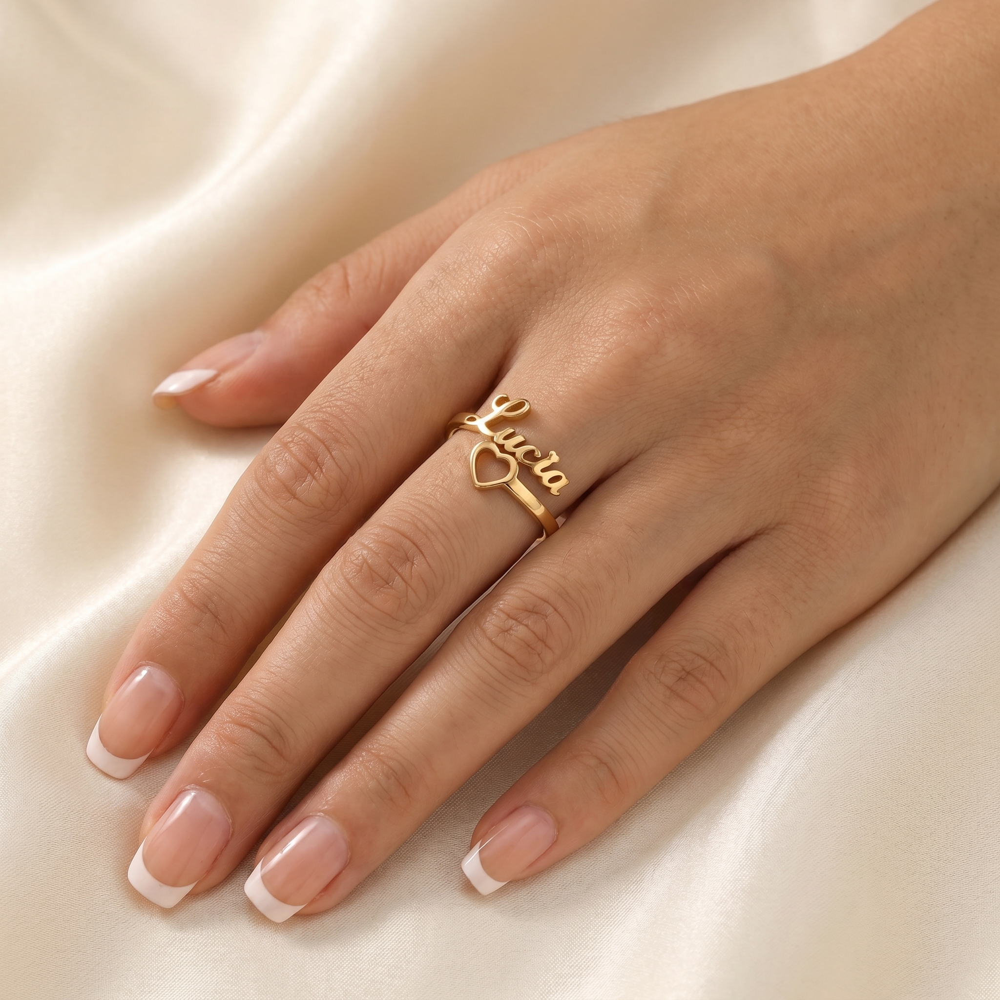 Anillo Corazón Y Nombre Personalizable