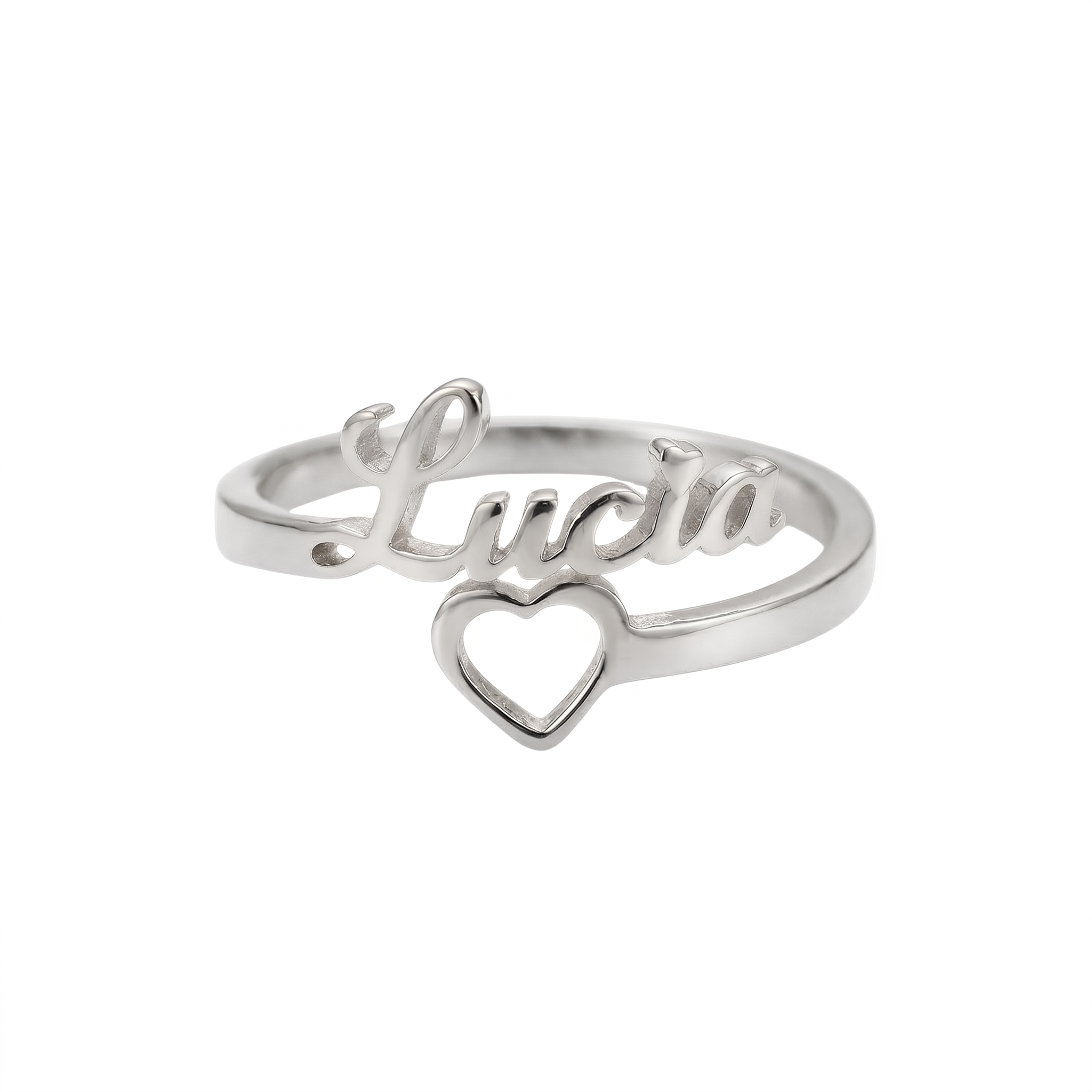 Anillo Corazón Y Nombre Personalizable