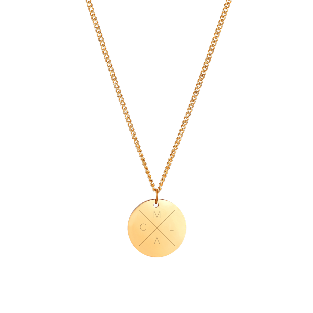 Collar Cruz con 4 Iniciales Grabadas