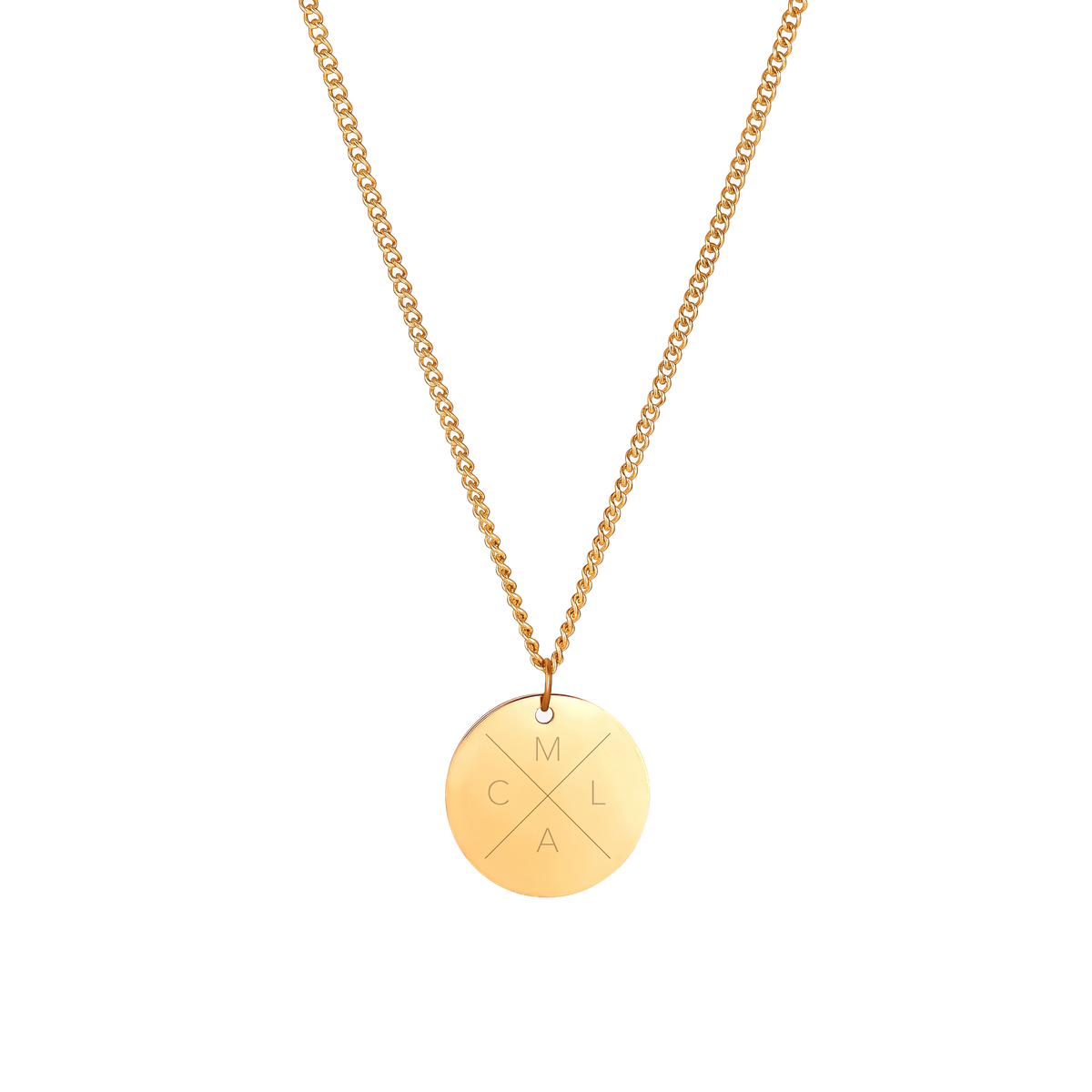 Collar Cruz con 4 Iniciales Grabadas
