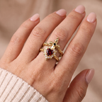 Anillo Corazón y Daga Ajustable