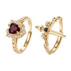 Anillo Corazón y Daga Ajustable