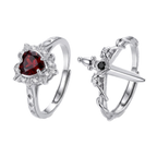 Anillo Corazón y Daga Ajustable