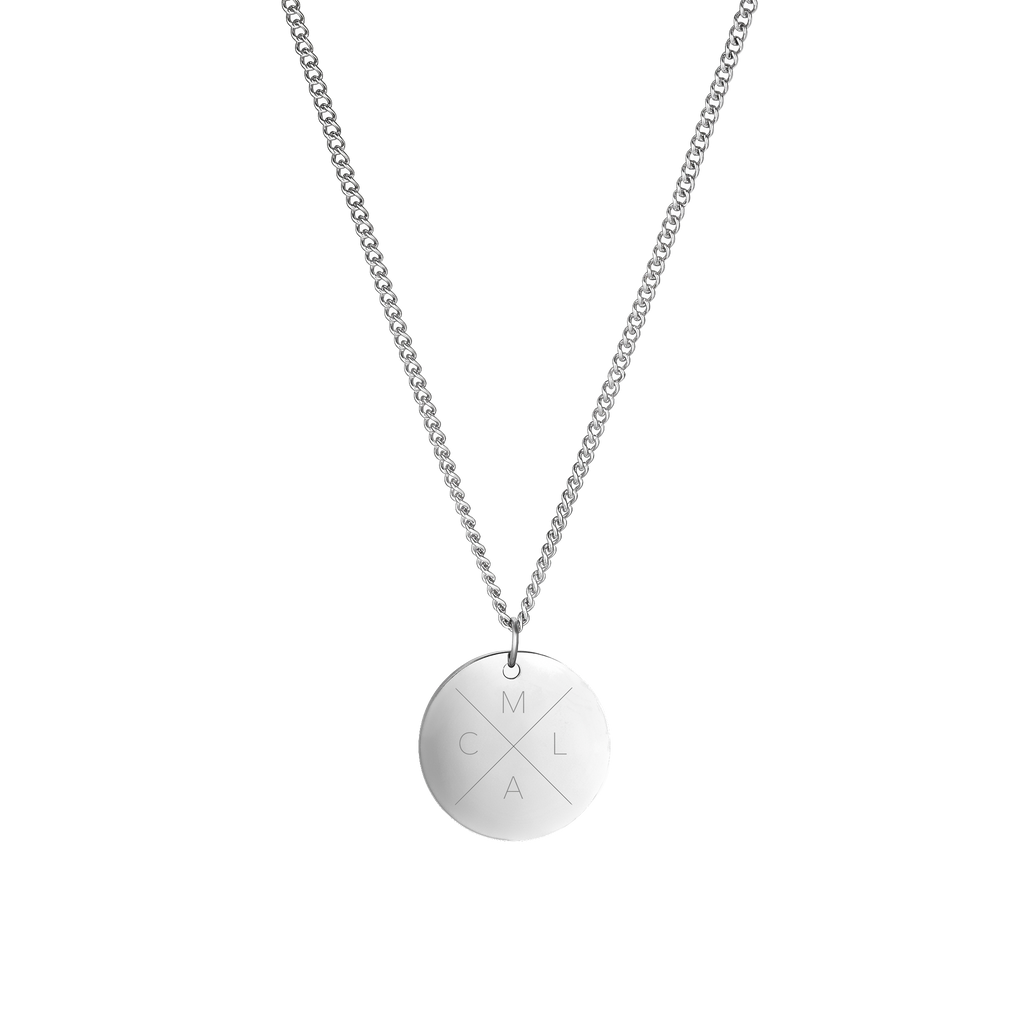 Cross Necklace with 4 Engraved Initials