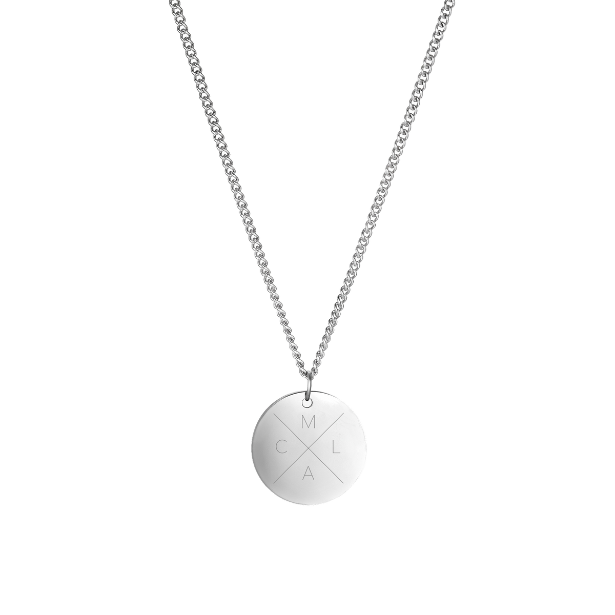 Collar Cruz con 4 Iniciales Grabadas
